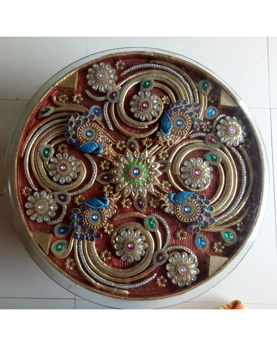 Riddhi Siddhi Art Creations - Gold peacock Chowki